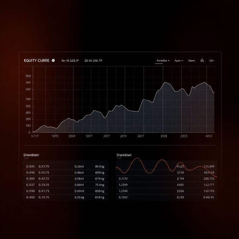 Equity curve and drawdown chart on a dark slate dashboard