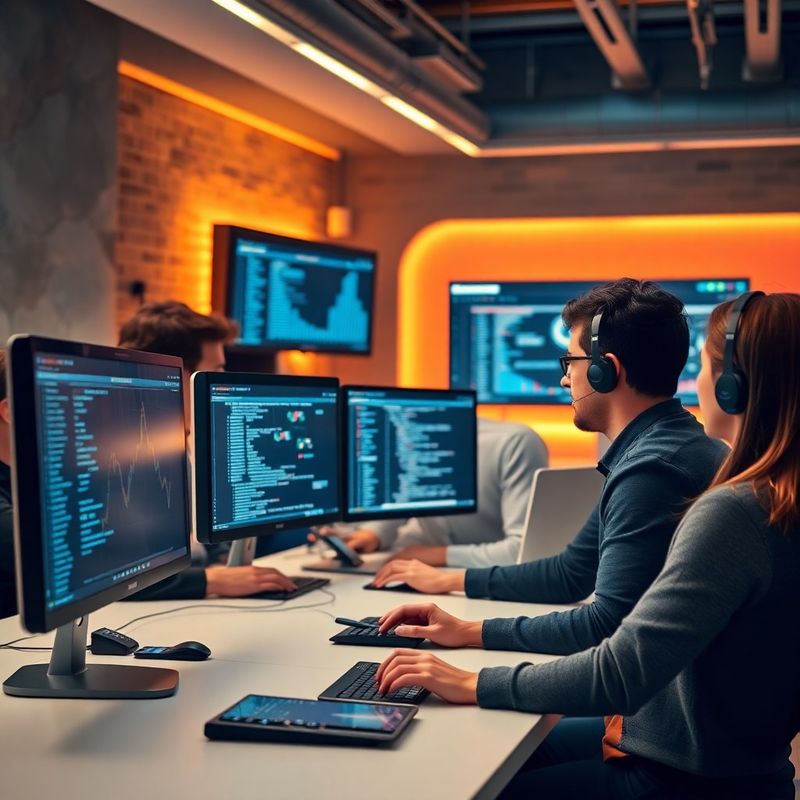 Engineering team at work in a București office