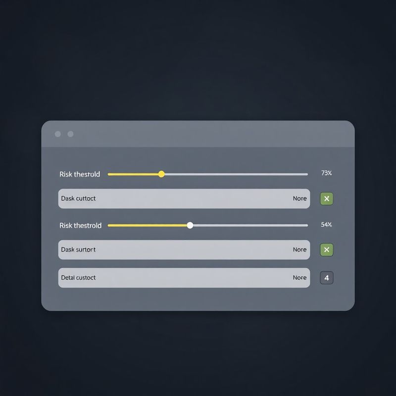 Risk control rules panel with threshold sliders on a slate interface